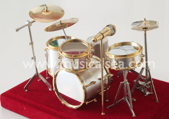 Miniature musical instrument 5pcs silver drums per set